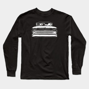 White 1966 Chevy C10 Sketch Art Long Sleeve T-Shirt